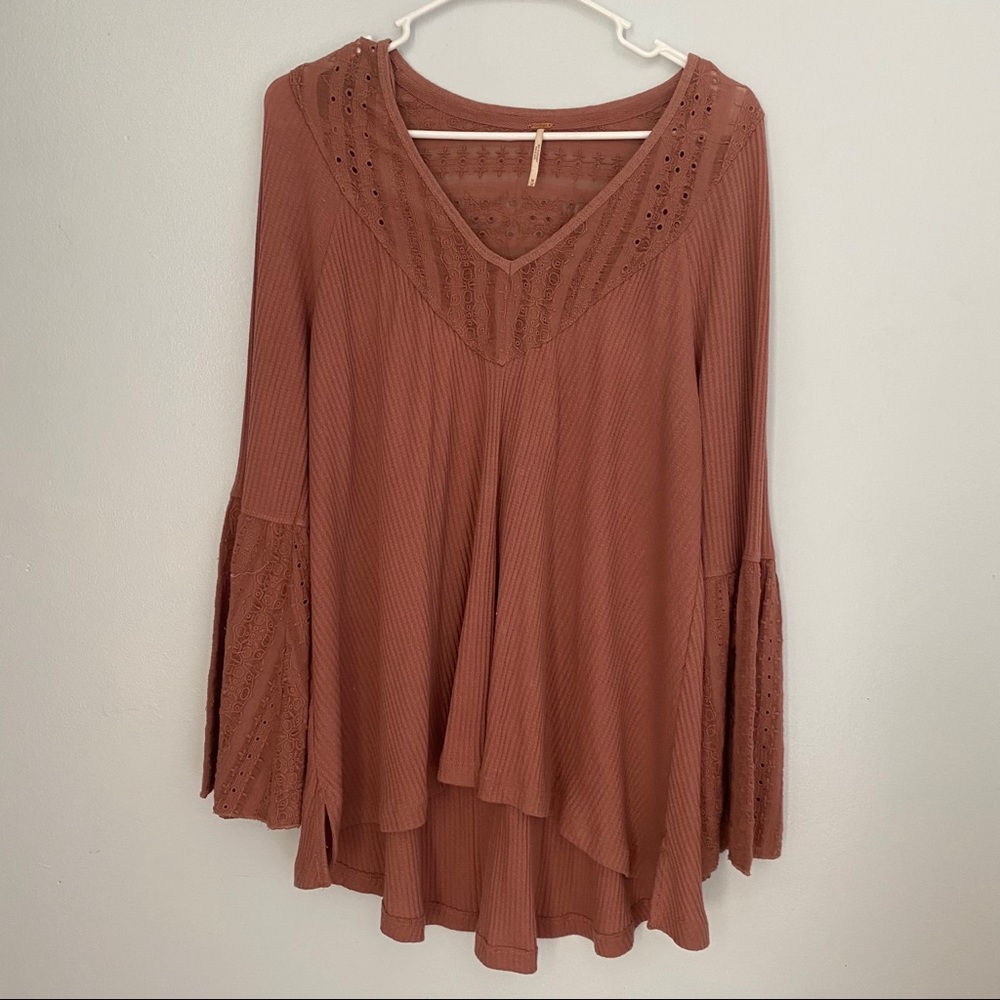 SOLD - Free People Flowy Bell Sleeve Shirt Size M